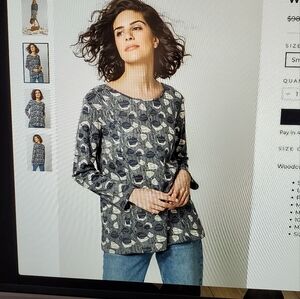 Komil Like New Woodcut Print Rib Top